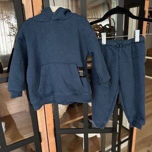 Zara Kids navy sweatsuit set hoodie joggers sweatshirt sweatpants toddler boy